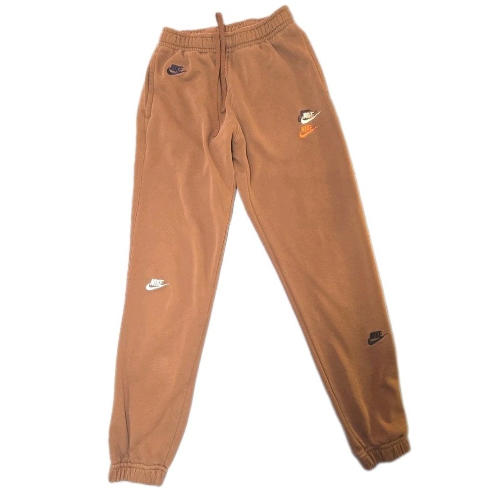 Nike Joggers Mens Smal Multi Logo Brown Fleece Sweatpants Jogging DM8884-204